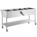 An Avantco stainless steel mobile electric steam table with an undershelf.