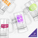 A group of 12 clear plastic beer mugs with a handle.