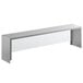 An Avantco metal rectangular shelf with a clear glass sneeze guard.