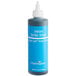 A blue Chefmaster bottle of neon blue food coloring with a white cap.