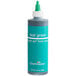 A close up of a Chefmaster teal green Liqua-Gel food coloring bottle with a green cap.
