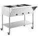 An Avantco stainless steel food warmer on a mobile stand with an undershelf.