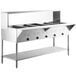 A stainless steel Avantco electric steam table with undershelf and sneeze guard.