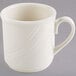 A white Homer Laughlin China mug with a handle.