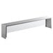 A white metal rectangular Avantco overshelf with clear glass panels.