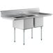 A Regency stainless steel commercial sink with two bowls and drainboards.