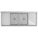 A Regency stainless steel sink with two compartments and drainboards.