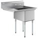 A Regency stainless steel 1 compartment sink with galvanized steel legs and a left drainboard.