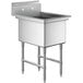 A Regency stainless steel one compartment sink with legs.