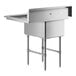 A Regency stainless steel commercial sink with right side drainboard, legs, and cross bracing.