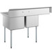A Regency stainless steel commercial sink with 2 compartments and a left drainboard on a stand.