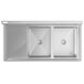 A Regency stainless steel two compartment sink with left drainboard.