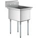 A Regency stainless steel 1 compartment sink with galvanized steel legs.