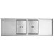 A Regency stainless steel 2 compartment sink with 2 drainboards.