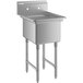 A Regency stainless steel one compartment sink with legs.