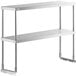 a metal shelf with two shelves
