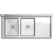 A Regency stainless steel two compartment sink with right drainboard.
