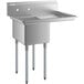 A Regency stainless steel commercial sink with galvanized steel legs and a drainboard.