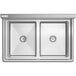 A Regency stainless steel two compartment sink with stainless steel legs and cross bracing.