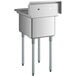 A Regency stainless steel sink with galvanized steel legs.