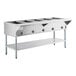 A five pan open well electric steam table with adjustable undershelf, designed for commercial food service use.