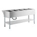 A five pan open well electric steam table with an adjustable undershelf.