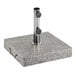 A Lancaster Table & Seating gray square granite base with a metal pole.