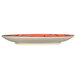 An International Tableware porcelain plate with a white center and red rim.