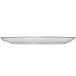 A white rectangular porcelain platter with a black border.