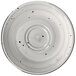 A white International Tableware Rotana porcelain saucer with black dots.
