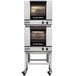 Two Moffat double deck convection ovens on casters.