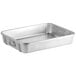 A silver rectangular Choice aluminum roaster pan with handles.