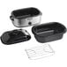 A black and silver Proctor Silex countertop oven warmer with a lid and a handle.