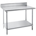 An Advance Tabco stainless steel work table with undershelf.