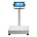 A digital receiving scale with a stainless steel platform and an elevated display tower.