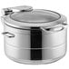 An Acopa Manchester stainless steel chafer with a glass lid.