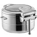 An Acopa Manchester stainless steel chafer with a glass top and soft close lid.