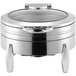 An Acopa Manchester stainless steel chafer with a glass lid.