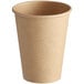 a brown paper cup with a white background