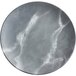 An American Metalcraft grey marble melamine plate with white lines in a circular pattern.