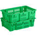 a green plastic basket with holes