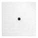 A white square Lancaster Table & Seating table top with a black umbrella hole.