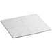 A white metal square with holes.