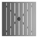 A square gray powder-coated aluminum outdoor bar height table with slatted top and an umbrella hole in the center.