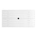 A white rectangular Lancaster Table & Seating outdoor table with a black umbrella hole.