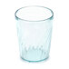 A close up of a clear jade plastic GET tumbler.