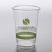 A clear plastic Fabri-Kal cup with a green Greenware logo.