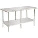 An Advance Tabco stainless steel work table with undershelf.