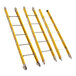 A close-up of a yellow Bauer Corporation extension ladder section.