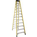 A yellow ladder with a black top.